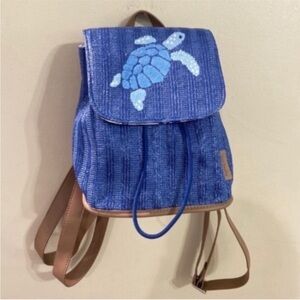LOWEST Vera Bradley Blue Sea Turtle Embroidered Backpack